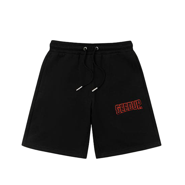 GEEDUP. Play For Keeps Embroidered Shorts - 'Black Orange'