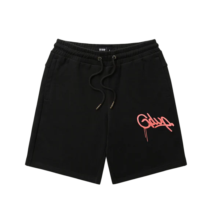 GEEDUP. Handstyle Embroidered Shorts - 'Black Peach'