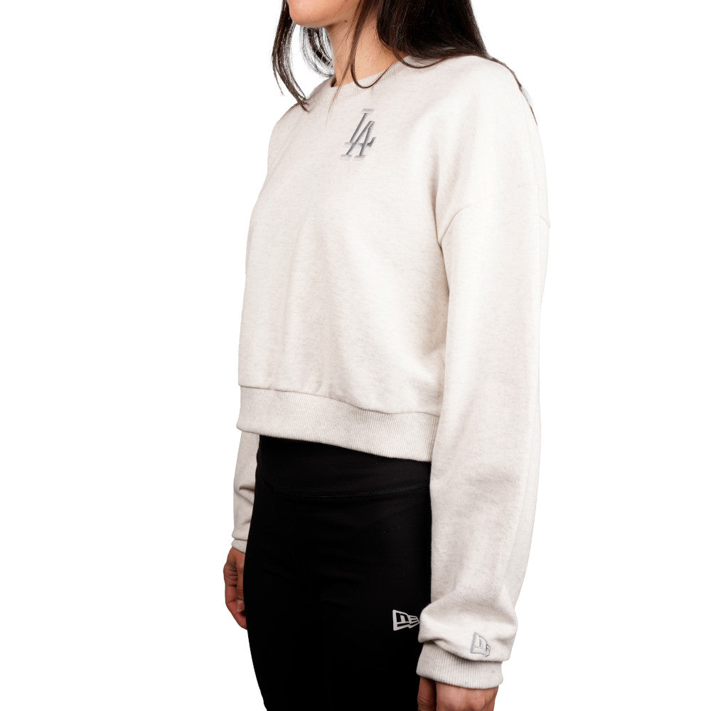 New Era MLB Womens Los Angeles Dodgers Cropped Sweatshirt 'Heather Grey'